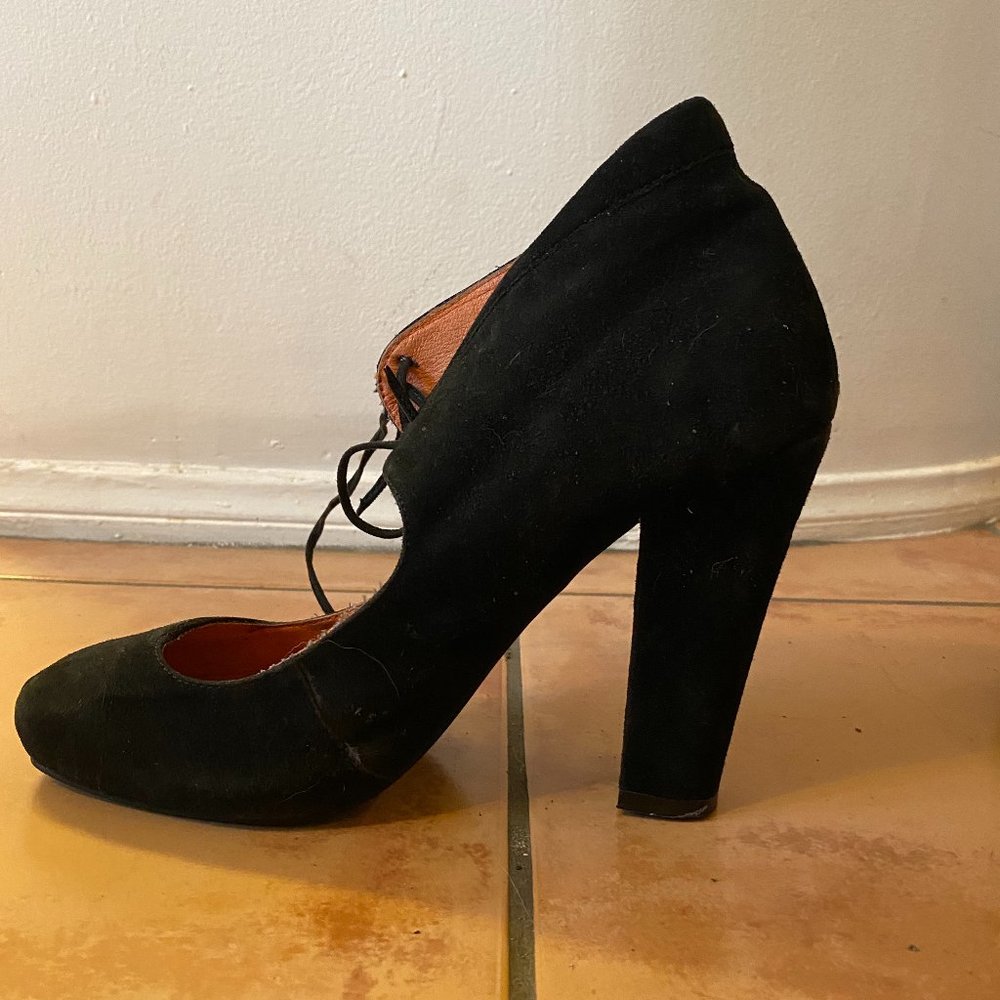 Jeffrey Campbell Black Suede Heeled Lace Up